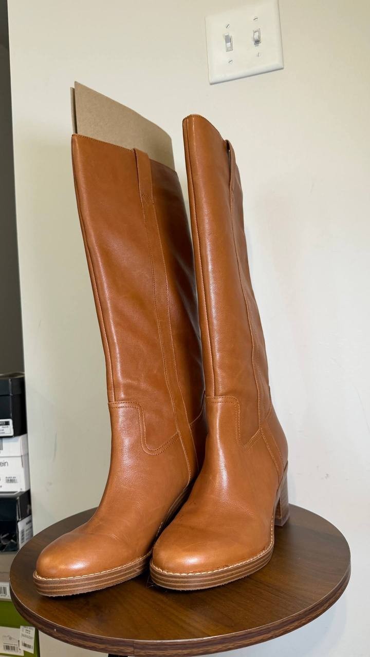 Marc Fisher Tall Boots 8.5M Natural Leather New in Box MSRP $259