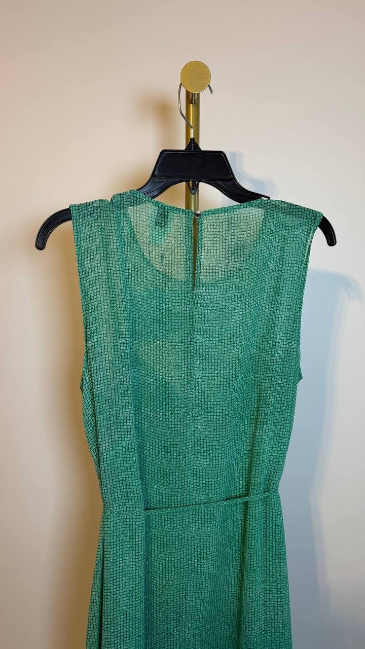 Calvin Klein Sleeveless Printed Chiffon Midi Dress Green XL NWT $149