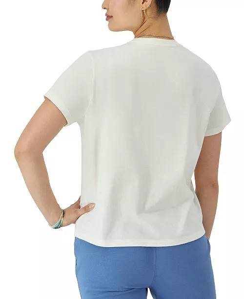 Champion Classic Cotton Crewneck Logo Short‑Sleeve T‑Shirt White S NWT $25