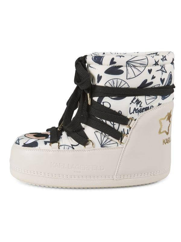 Karl Lagerfeld Snow Boots Size 11 White Multi Textile/Synthetic MSRP $189 NIB