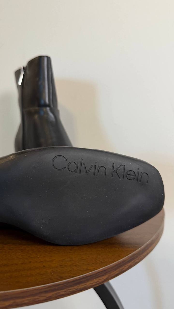 Calvin Klein Parry Booties 6M Black Man‑Made Square Toe Block Heel NIB msrp$129