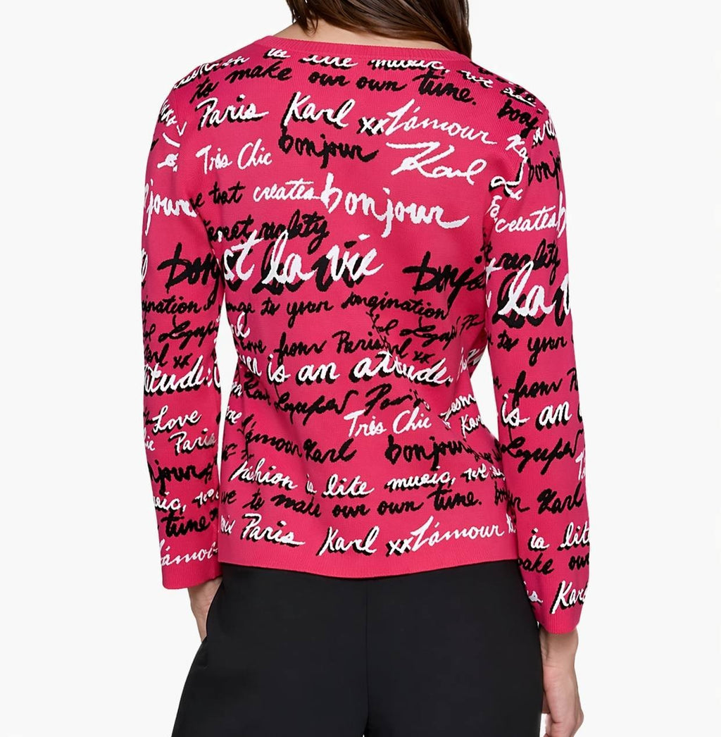 Karl Lagerfeld Paris Women’s Script Print Top Pink XS NWT $129