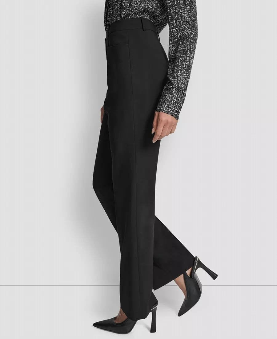DKNY Modern Fit Flat‑Front Trousers – Size 16W – Black – NWT