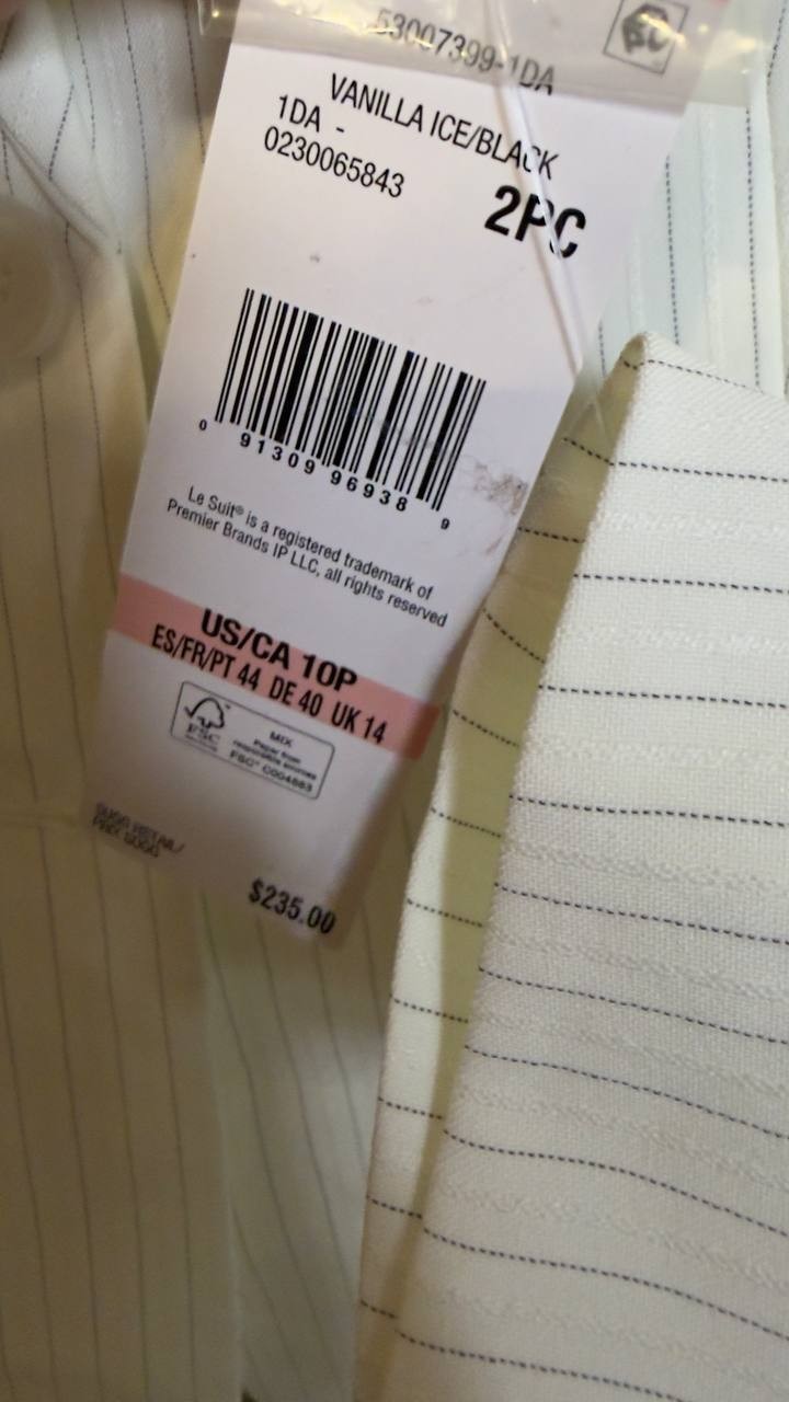 Le Suit Women’s Pinstripe Shawl Collar Jacket White 10P NWT $150