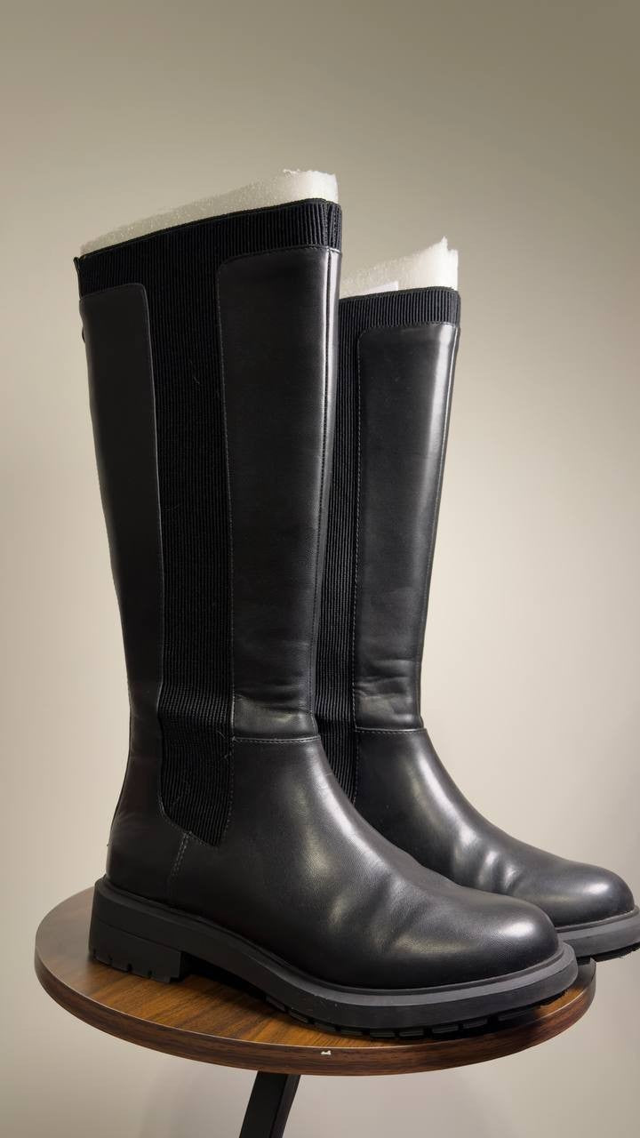 On  34th  Riding  Boots  Black  Man‑Made  8.5M  New  With  Box  $129