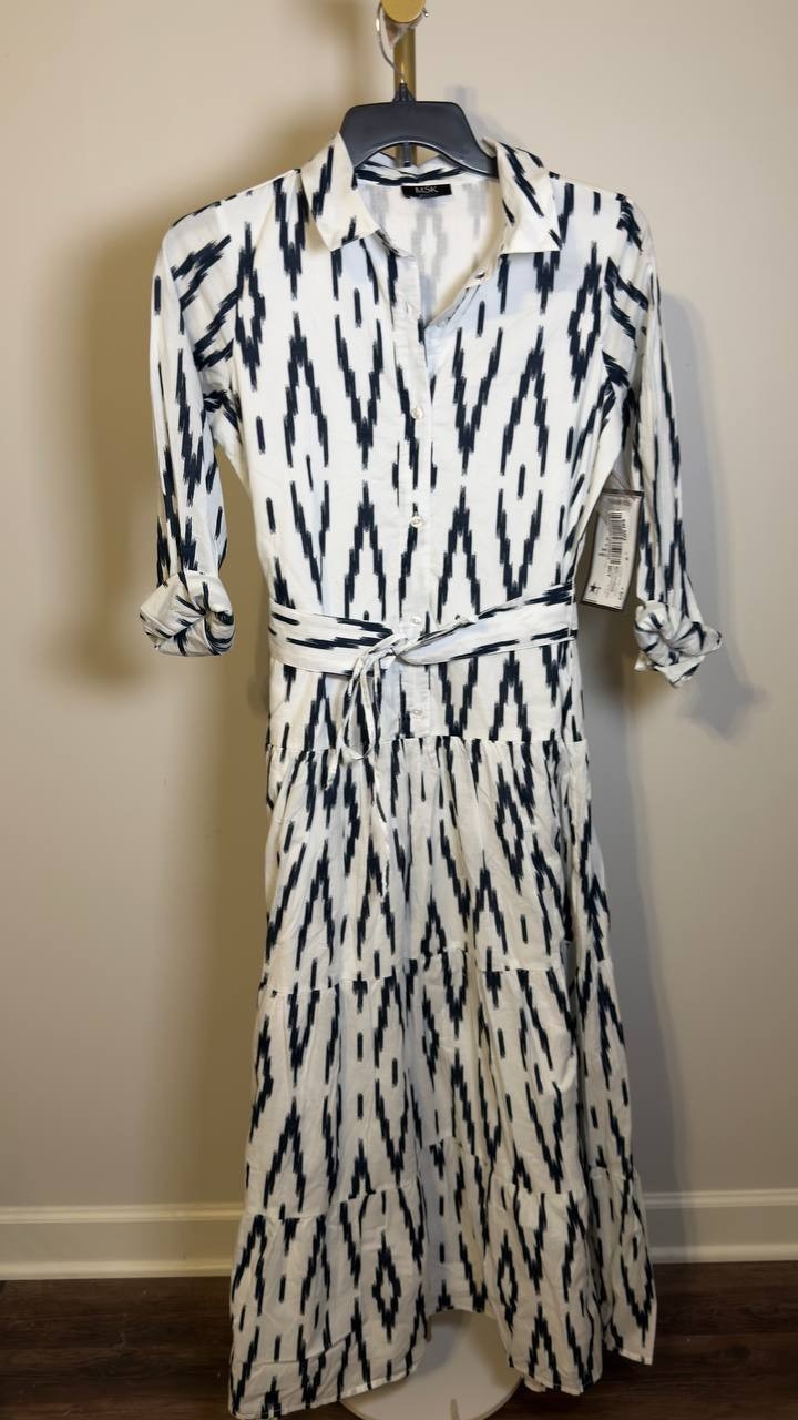 MSK  Women’s  Self  Belt  Long‑Sleeves  Maxi  Dress  White  S  NWT  $109  