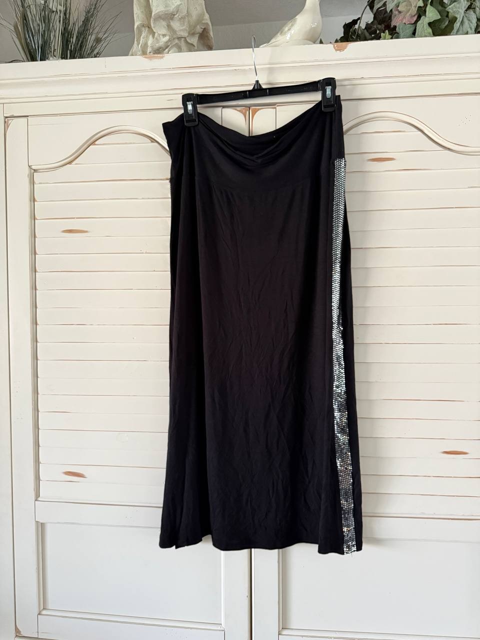 COIN 1804 Fold Over Midi Skirt – Size 2X – NWT – Black Sequin Side Contrast Plus