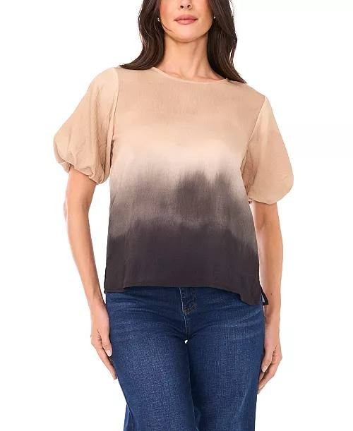 Vince Camuto Puff‑Sleeve Crewneck Top XL Natural Sand NWT $89