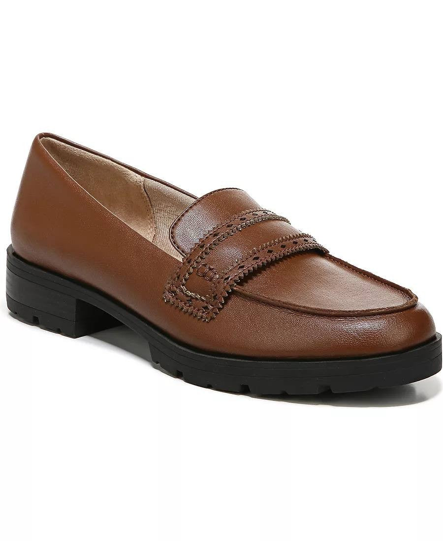 LifeStride London Loafers 10W Walnut Brown Lug Sole Penny Slip‑On NIB msrp$89.99
