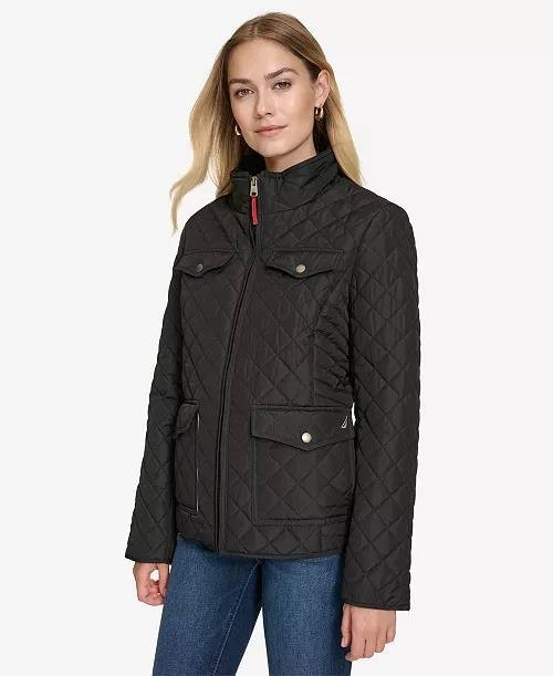 Nautica Quilted Zip-Up Jacket – Black, Size M