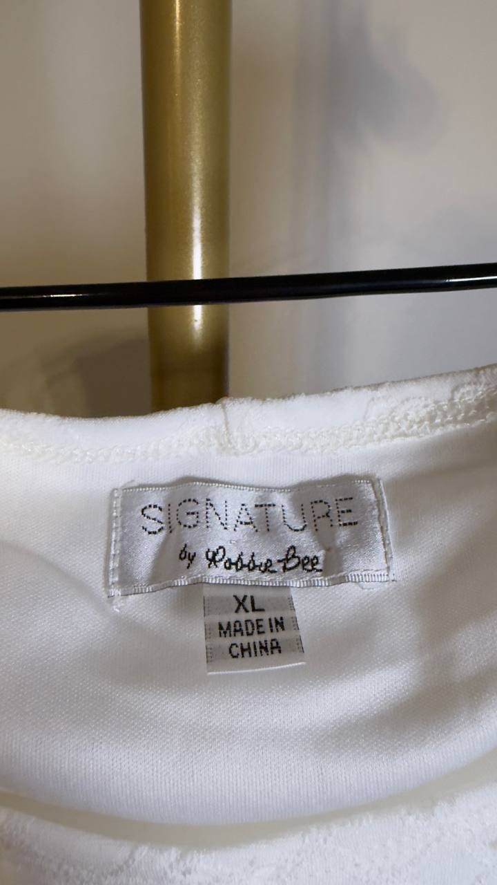 Signature by Robbie Bee Tie‑Front Eyelet Sleeveless Midi Dress White XL NWOT $79