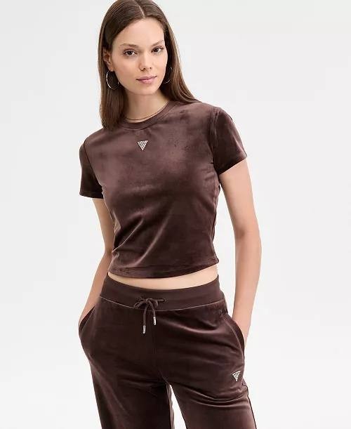 GUESS Couture Velour Short‑Sleeve T‑Shirt – Size L – NWOT – $44