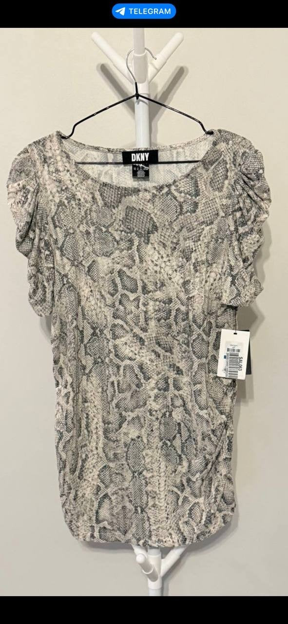 DKNY Snakeskin‑Print Knit Blouse – Size XL – NWT – $59