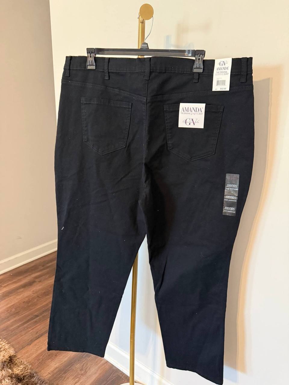 Gloria Vanderbilt Amanda Straight Jeans Black Size 24W NWT Classic Fit msrp$56