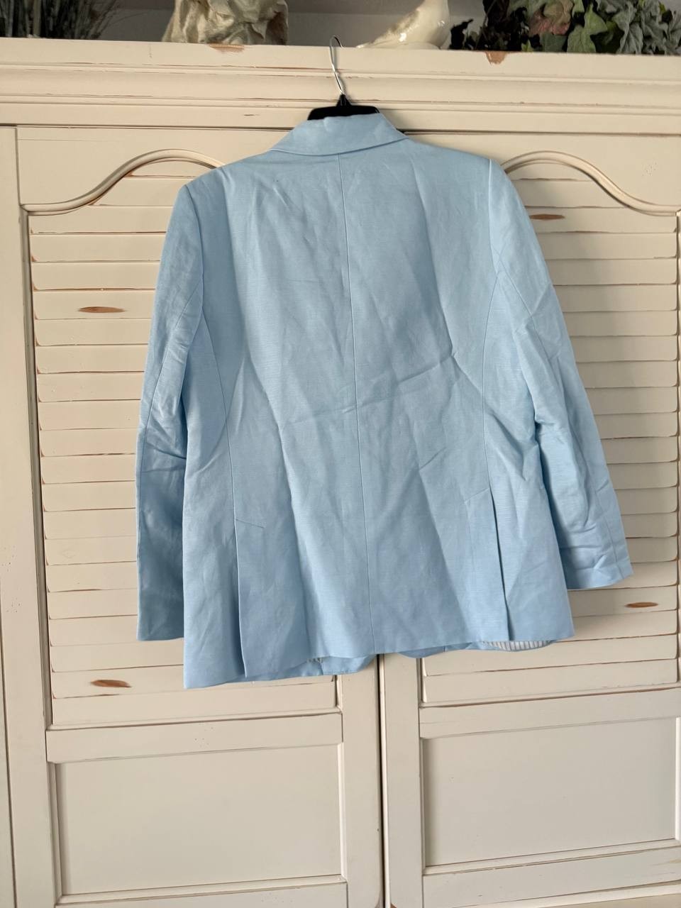 Anne Klein Blazer 10 Opal Blue Linen Notch Collar 2-Button NWT MSRP $149