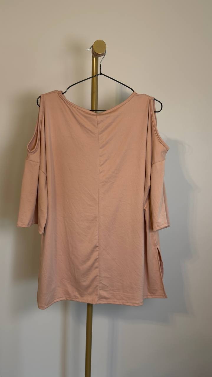 White Mark Plus Cold Shoulder Scoop Neck Tunic Top Rose Gold XL NWT $52