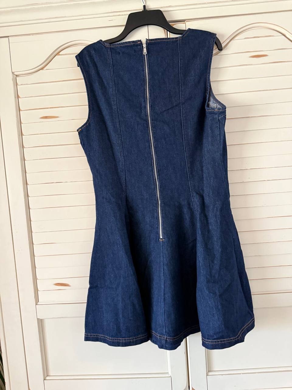 Avec Les Filles Sleeveless Paneled Denim Mini Dress Royal Rinse Size 16 NWT $139