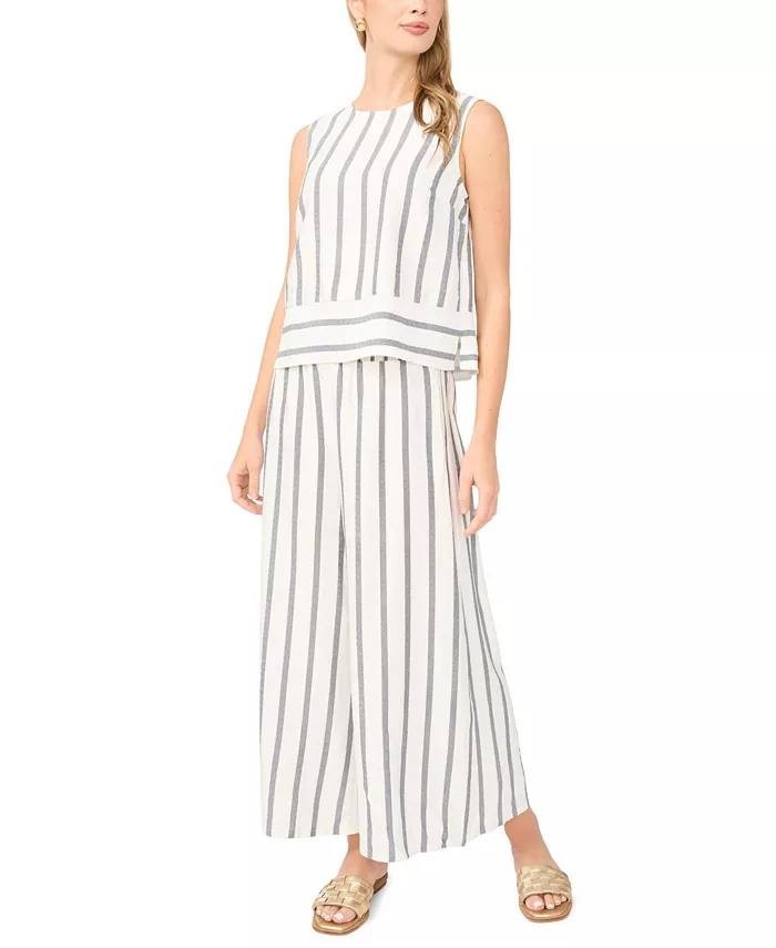 Vince Camuto Sleeveless Crewneck Viscose Blouse White Multi L NWOT $79
