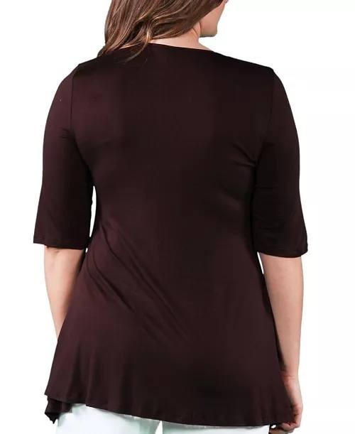 24seven Comfort Apparel Tunic Top Brown XL NWT $61