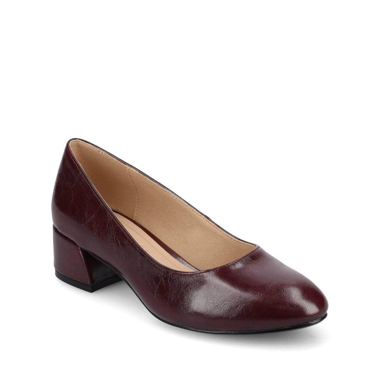 Journee SAAR II Low Pump Heels Oxblood 7.5WD Vegan Leather MSRP $79.99 NWB
