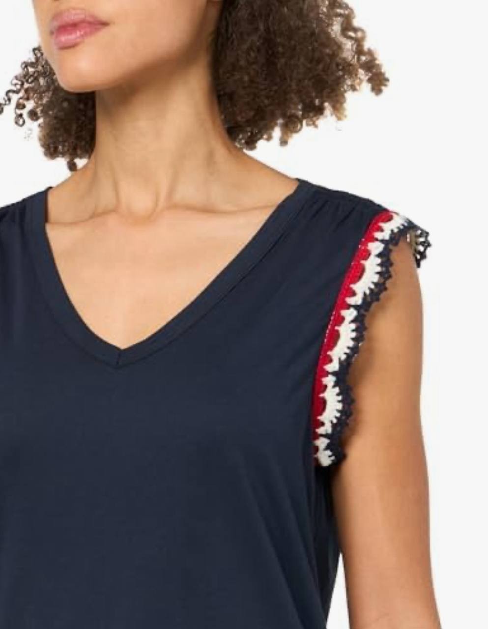 Nautica Sleeveless V-Neck Top – Size L – NWT – Navy Cotton Modal Blend Classic