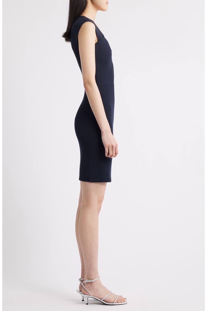 BOSS Forberts Rib Body‑Con Dress Navy M NWT $198