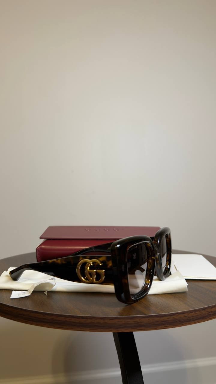 Gucci Rectangle Sunglasses Tortoise OS NWT $430.00