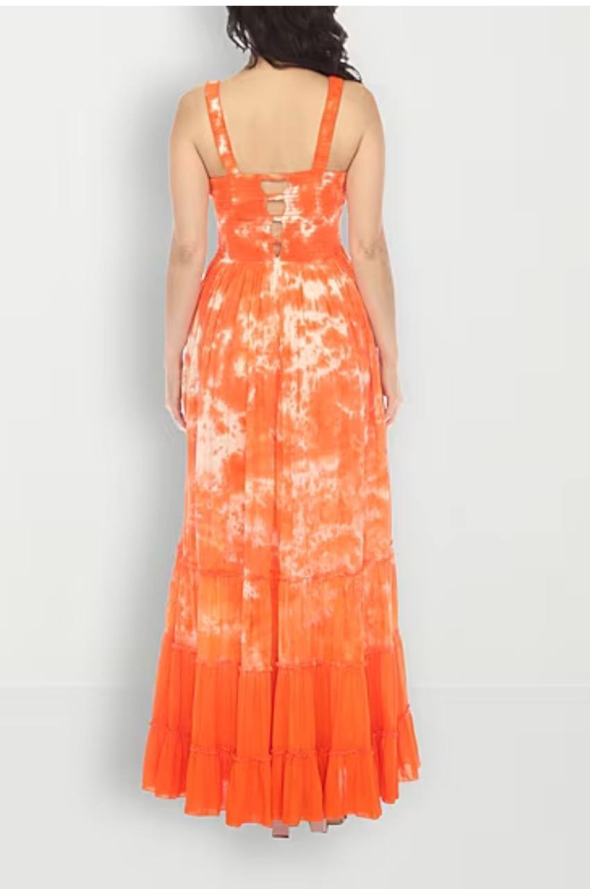 White Mark Square Neck Sleeveless Smocked Sundress Orange M NWT $84
