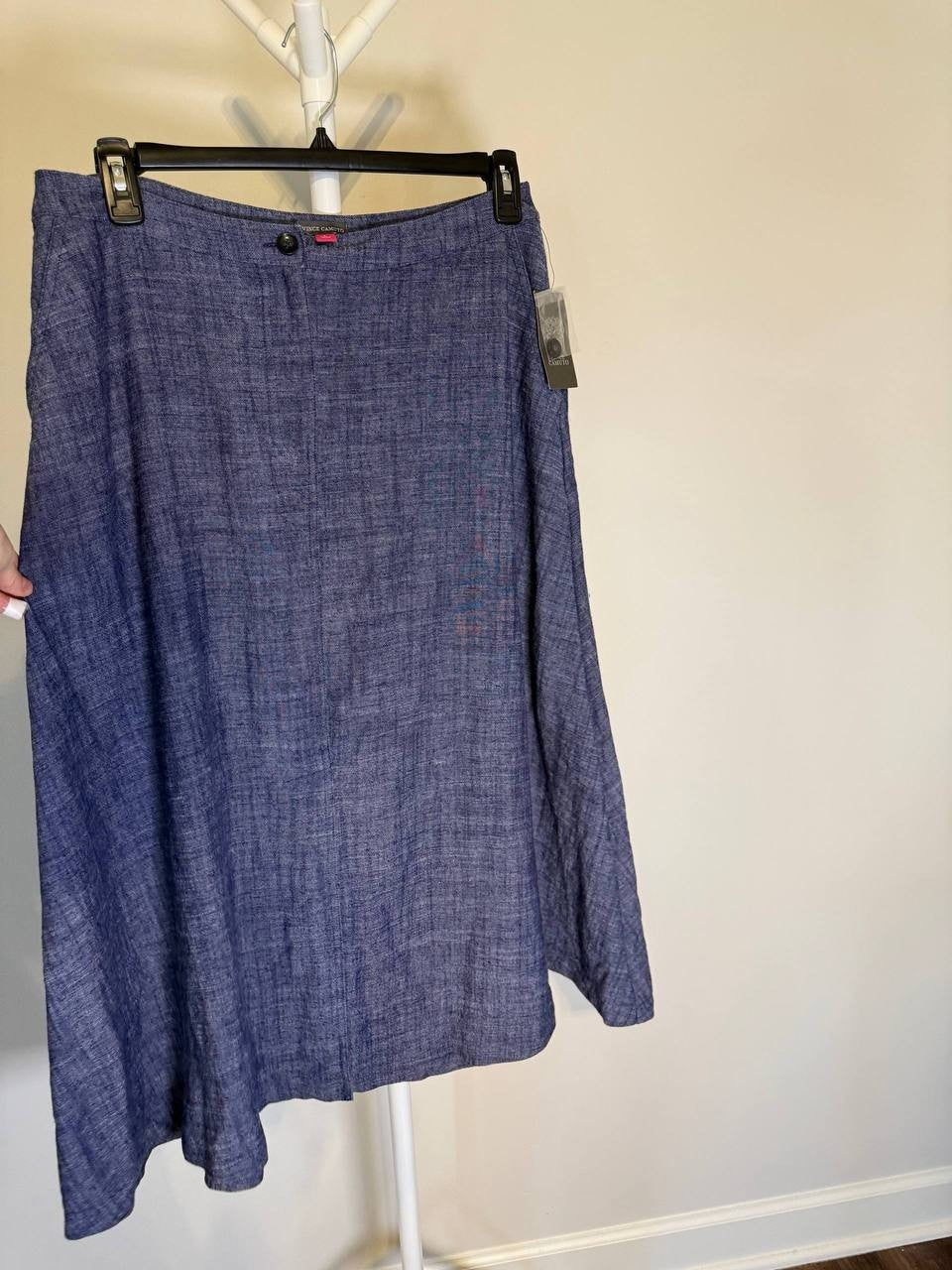 Vince Camuto Linen‑Blend Chambray Midi Skirt – L – NWT – $119