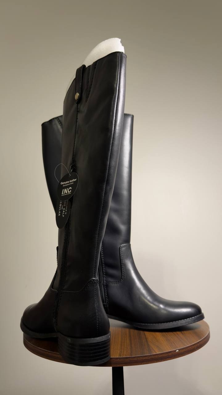 I.N.C.  Riding  Boots  Black  Leather  8.5M  WC  New  $189.90