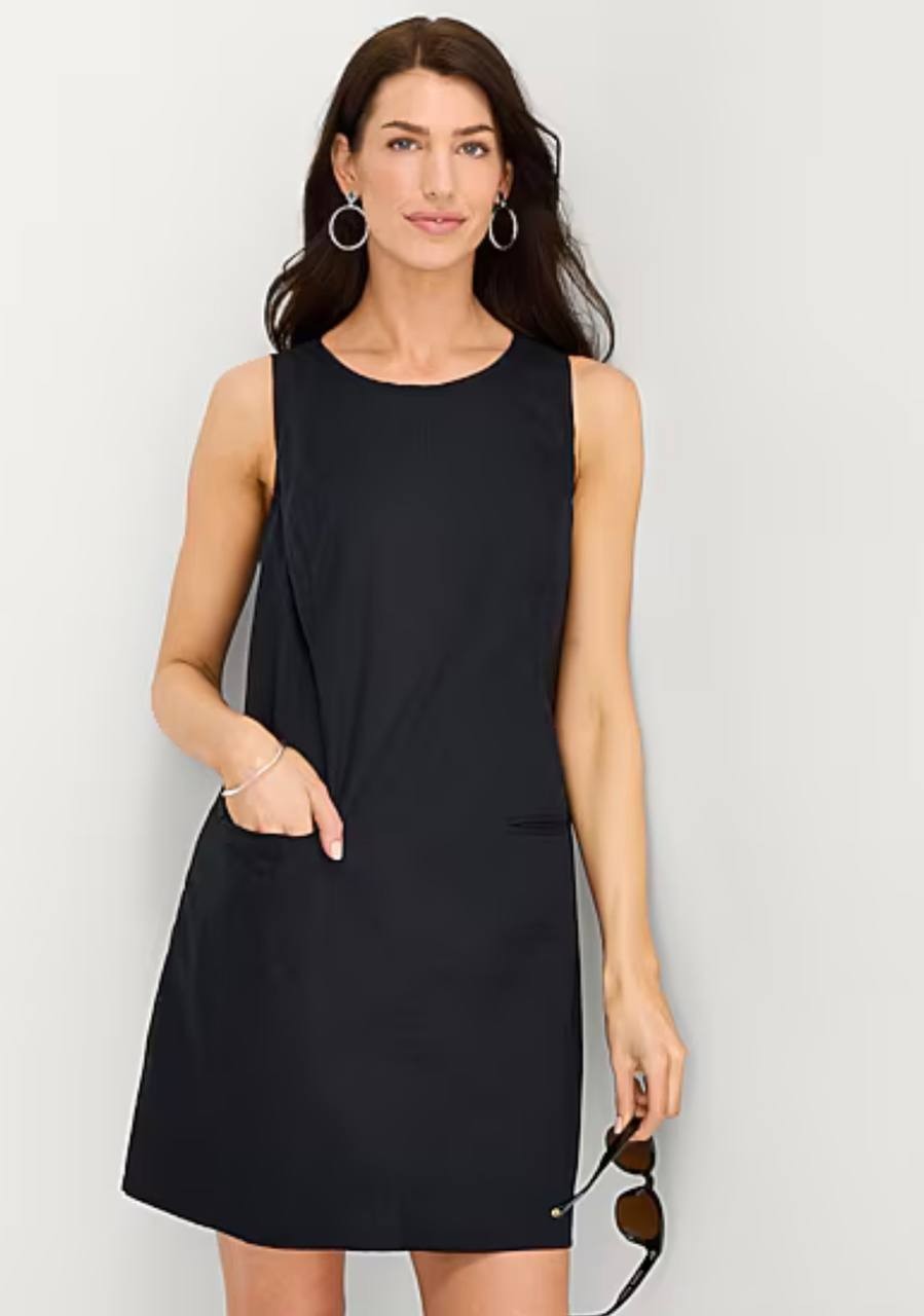 MSK Sleeveless Shift Dress Crew Neck Keyhole Back Black M NWT $69