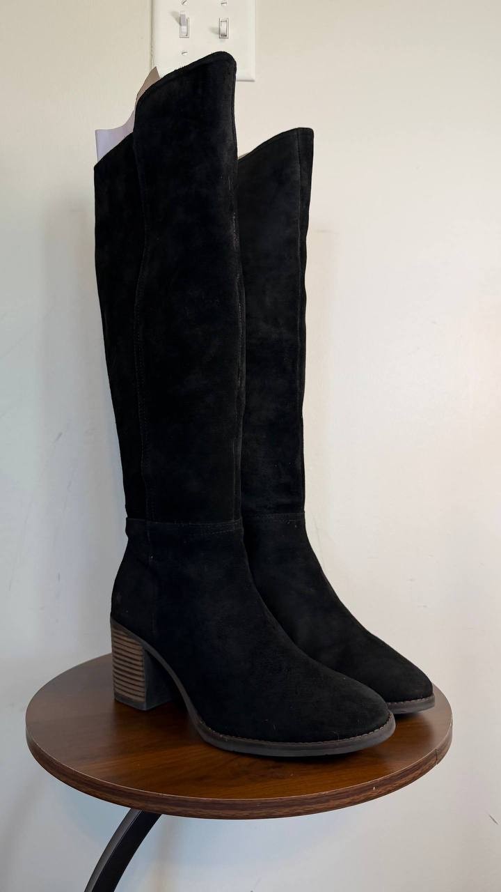 Lucky Brand Bonnay Extra Wide Calf Knee High Boots Black 8M Suede $189 NWB