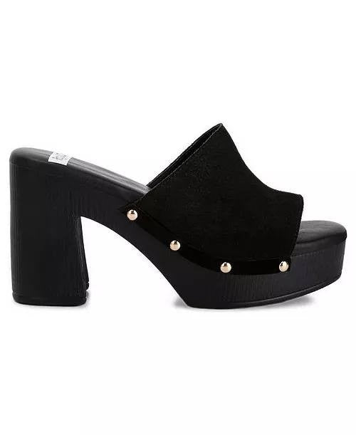 Rag  &  Co  High  Block  Heel  Clogs  Black   8.5  New  $72