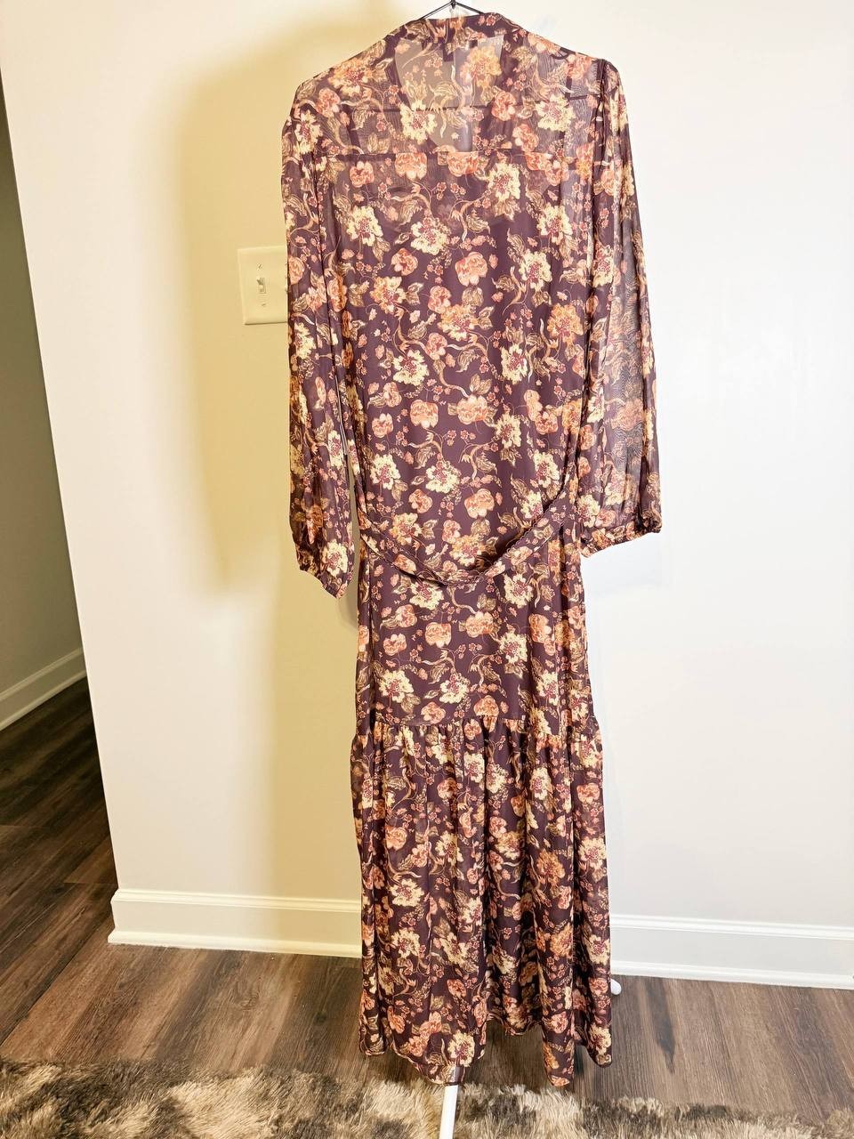 Julia Jordan Floral Chiffon Tie‑Waist 3/4‑Sleeve Dress – Size 14 – NWT – $139