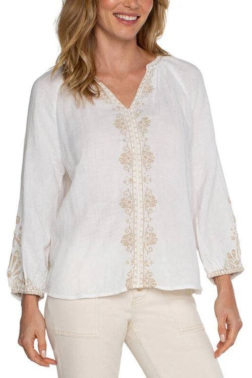 Liverpool Embroidered Double‑Gauze Woven Top – Size XL – NWT – $89