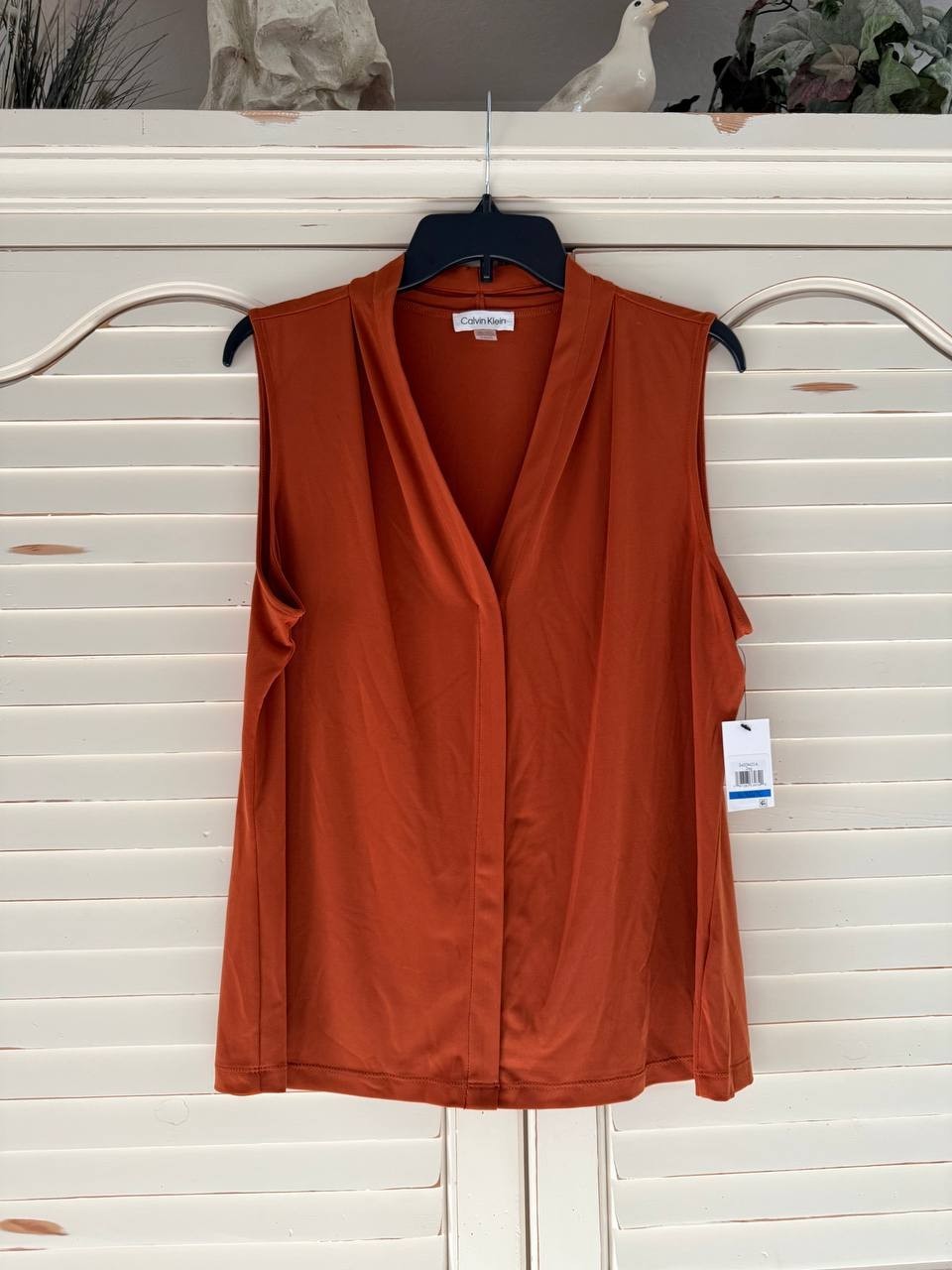 Calvin Klein Plus V-Neck Sleeveless Top – Size XL – NWT – Solid Stretch Knit