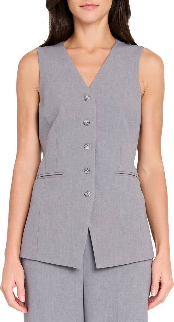 Tahari Button-Up Vest Size 16 NWT Gray Minimalist Tailoring for Women