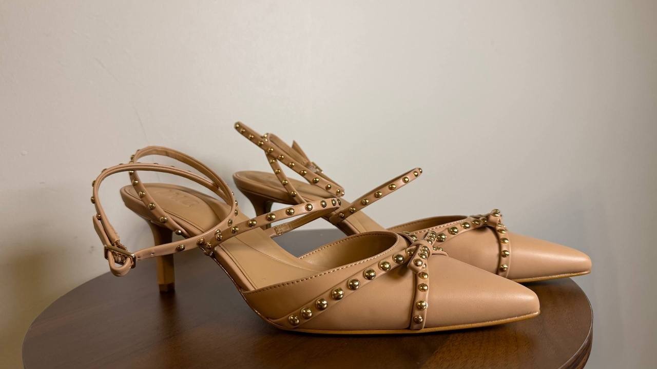 INC Gyda Pumps 8M Sweet Nude Studded Pointed Toe Stiletto Heel NIB msrp$100