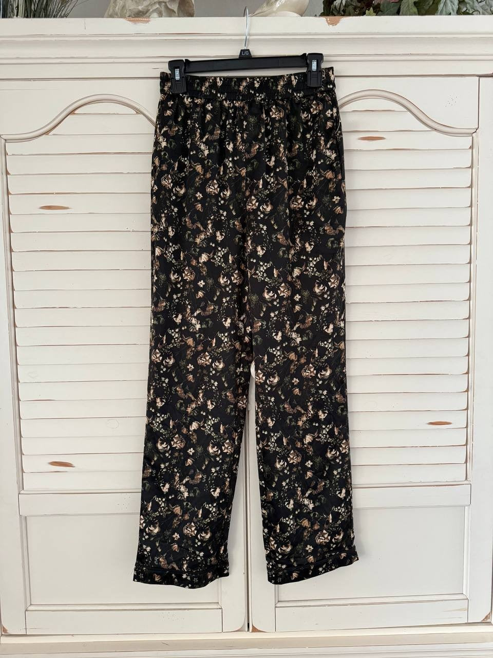 INC International Concepts Men’s Satin Pajama Pants Black Floral Size S