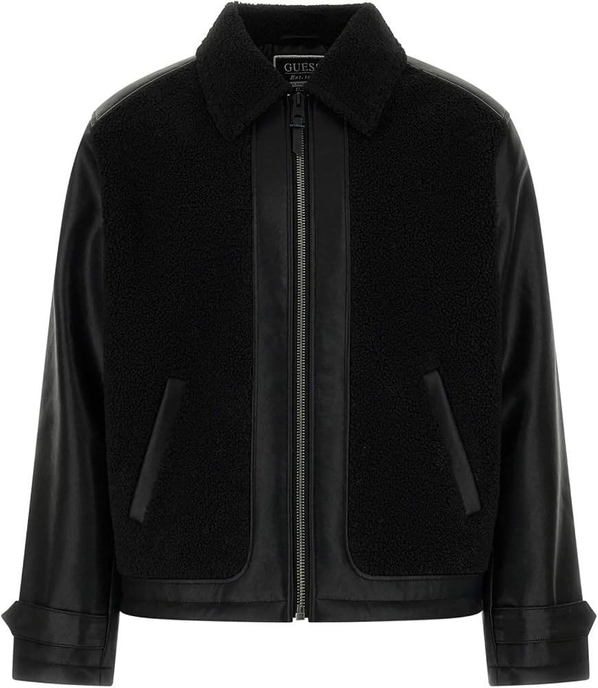GUESS Men’s Ren Bonded Faux Sherpa Jacket Jet Black XXL NWT $238