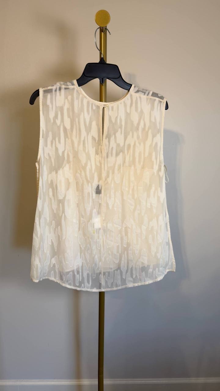 Calvin Klein Sleeveless Burnout Blouse White M NWT $99