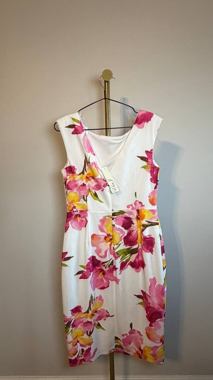 Eliza J Boat-Neck Sleeveless Floral Sheath Dress Floral 8 NWT $128