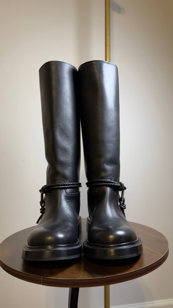 Bottega  Veneta  James  Boot  Black  Leather  36  New  $2150