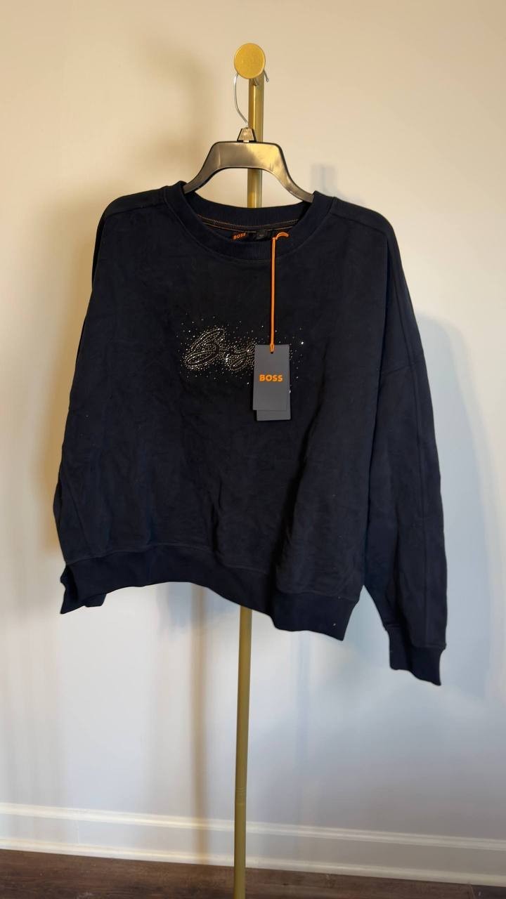 BOSS Orange Studded Logo Sweatshirt Black M NWT $129