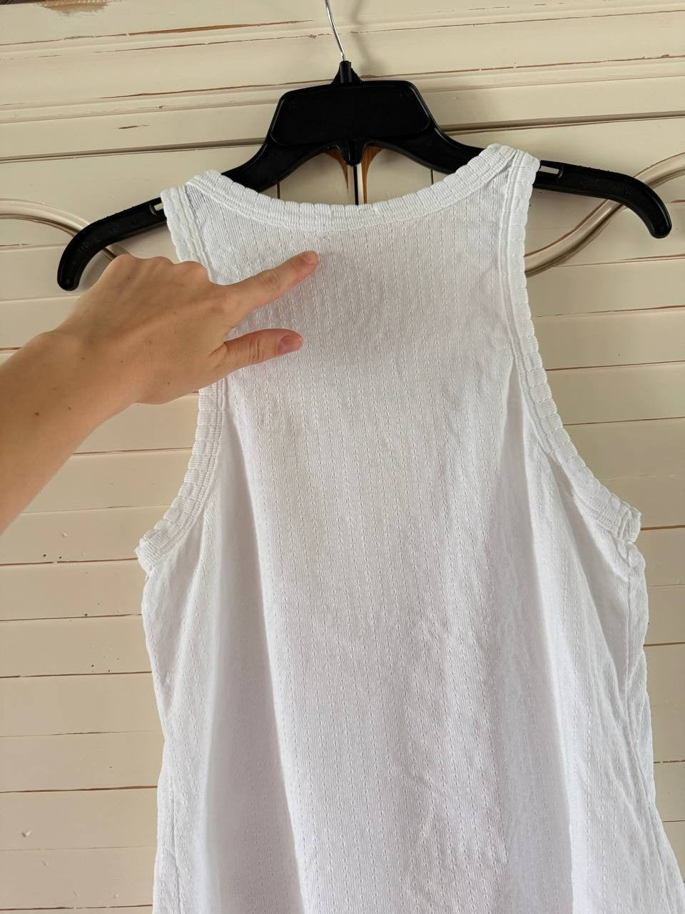 MOTHER Chin Up Tank White - Used with Flaw, Racerback, 100% Cotton, Size L