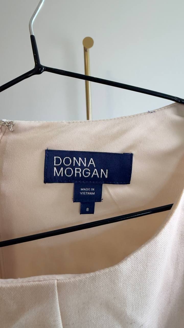 Donna Morgan Sleeveless Boat Neck Mini Dress Neutral 8 NWT $118