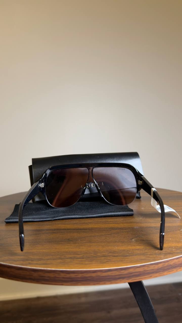 Gucci Women’s 99mm Oversize Shield Sunglasses Black NWT $430