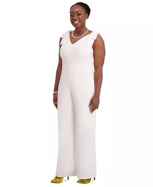 Kasper V‑Neck Bow‑Strap Jumpsuit – Size XL – NWT – $119