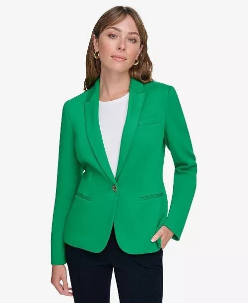 Tommy Hilfiger Scuba Peak‑Lapel Long‑Sleeve Blazer Green 8 NWT $139