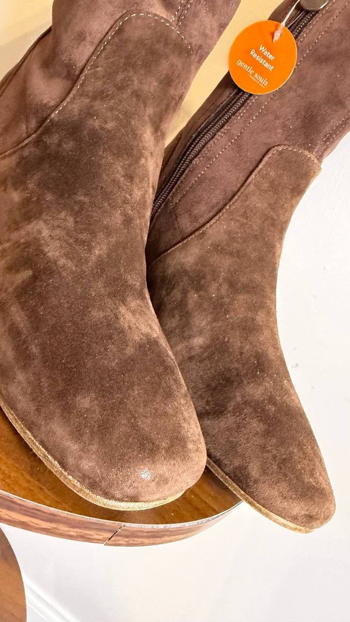 Gentle Souls by Kenneth Cole Chocolate Suede High Boots 9M New in Box MSRP $239